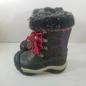 Keen Kids Size 9 Kelsey Grey Rose Waterproof Faux Fur Lined Winter Boots 1015161